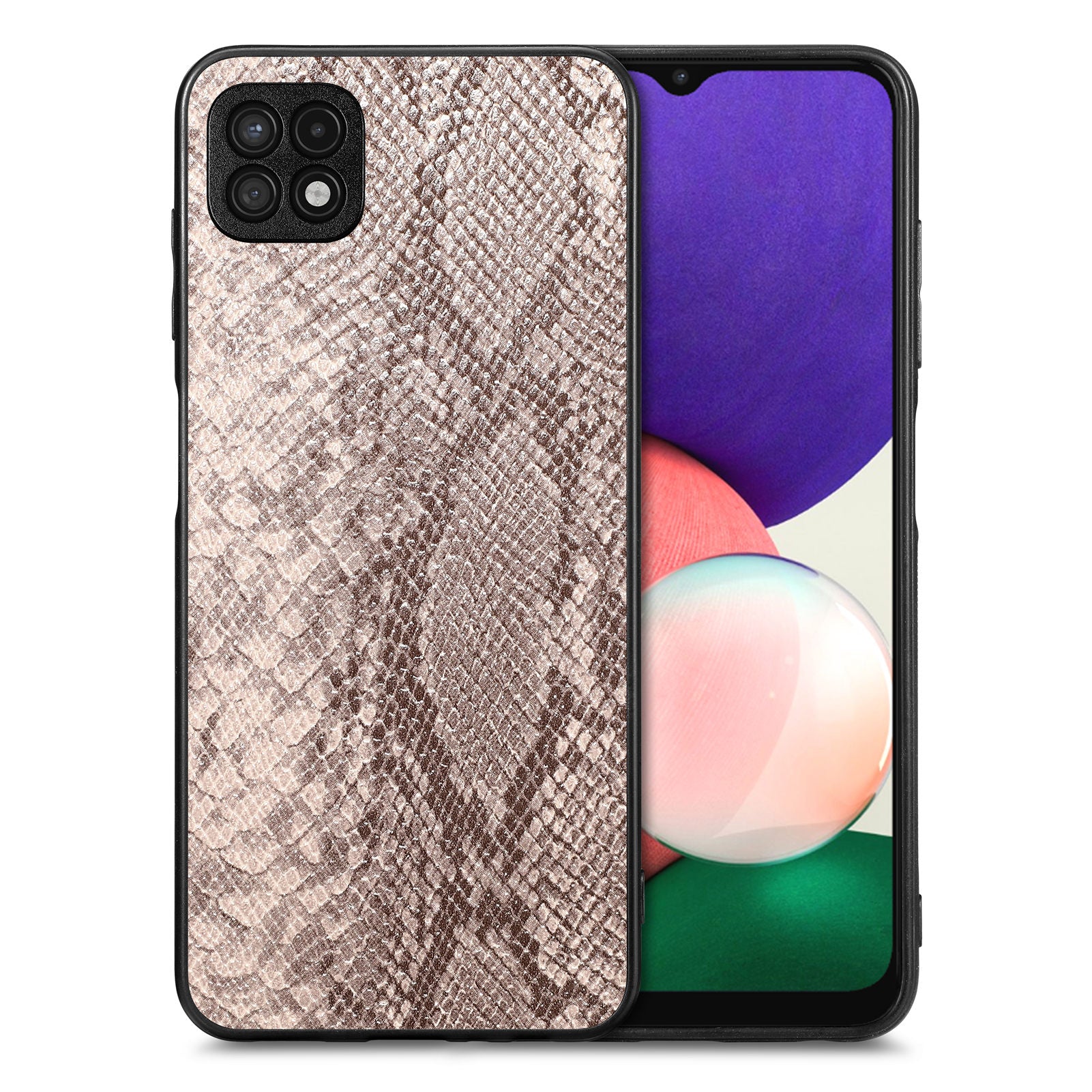 Pouzdro na telefon Snake Texture pro Samsung Galaxy A22 5G (EU verze) PU kožený PC TPU kryt na mobil Pouzdro na telefon Snake Texture pro Samsung Galaxy A22 5G (EU verze) PU kožený PC TPU kryt na mobil